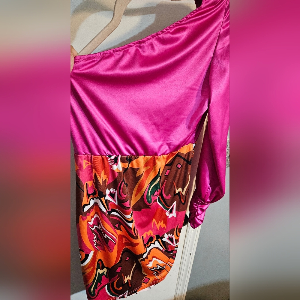 One shoulder satin dress